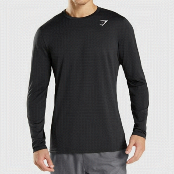 GYMSHARK Long Sleeve Top Activewear Crew Neck Black XS - Picture 1 of 10